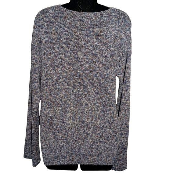 J Crew Marled V Neck Sweater Blue Womens Small - Picture 2 of 3